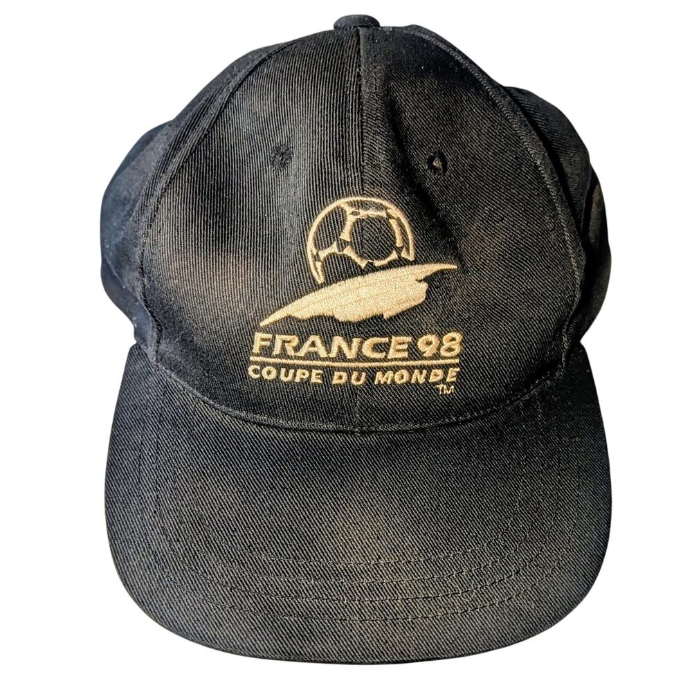 Adidas VTG 1998 France Coupe Du Monde Baseball Cap One Size Black White Logo Hat - Picture 2 of 7